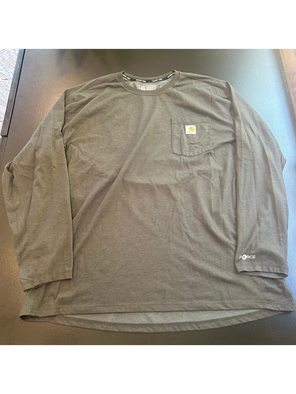 Vintage workwear Carhartt Force Long Sleeve Relaxed Fit T-Shirt 2XL Charcoal Gra